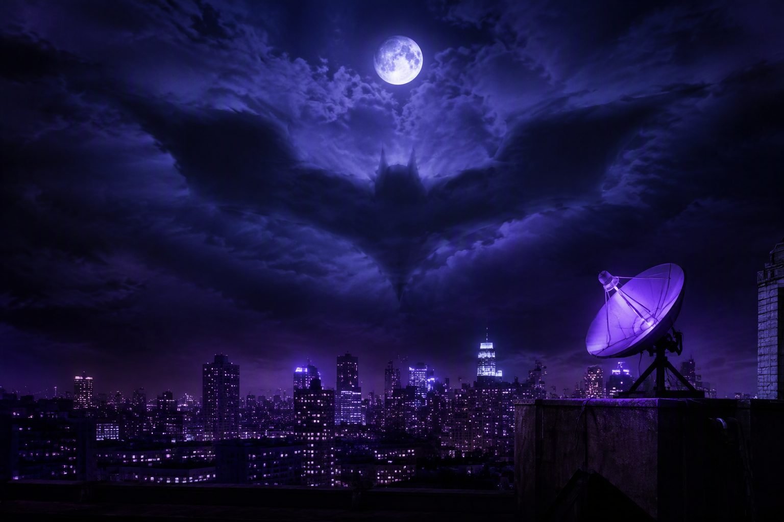 Dark Night IPTV midnight city skyline concept