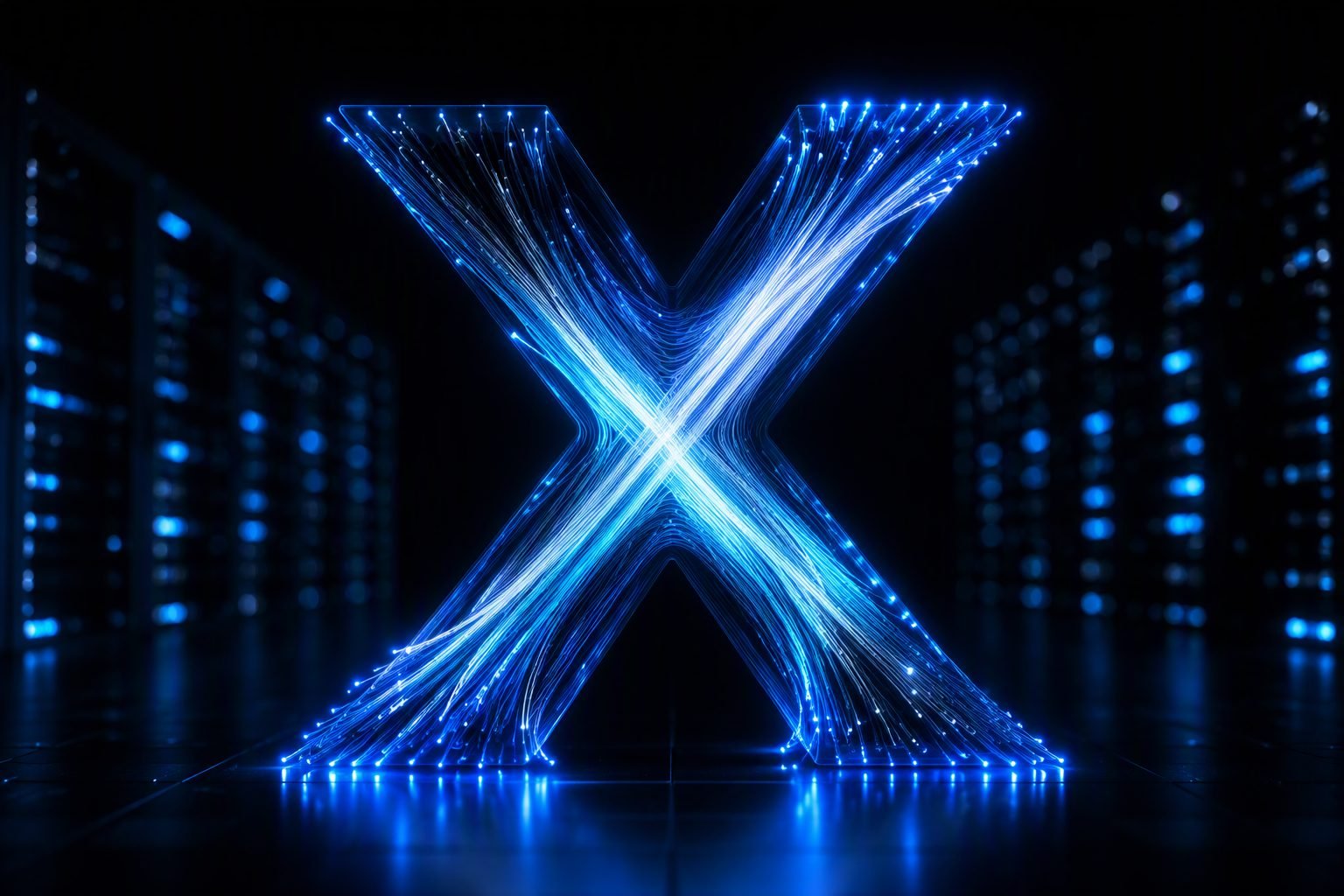 IPTV USAX glowing X fiber-optic brand visual